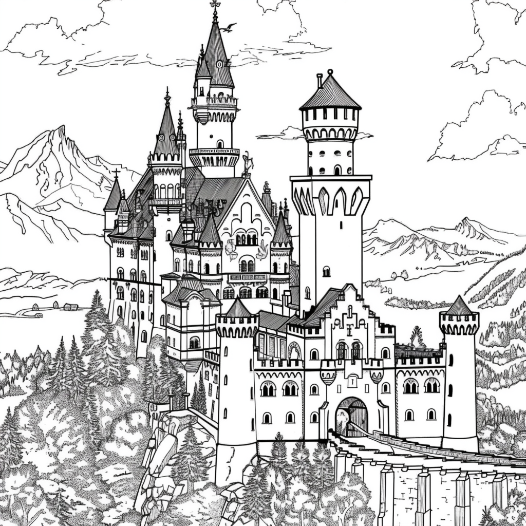 Bộ tranh tô màu lâu đài siêu khổng lồ và đẹp cho bé 9