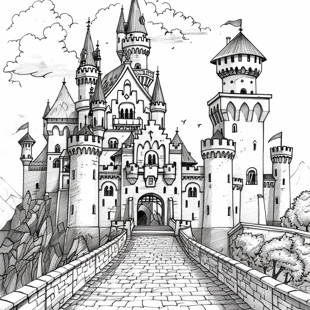 Bộ tranh tô màu lâu đài siêu khổng lồ và đẹp cho bé 7