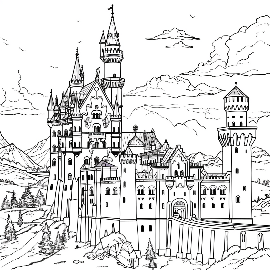 Bộ tranh tô màu lâu đài siêu khổng lồ và đẹp cho bé 6