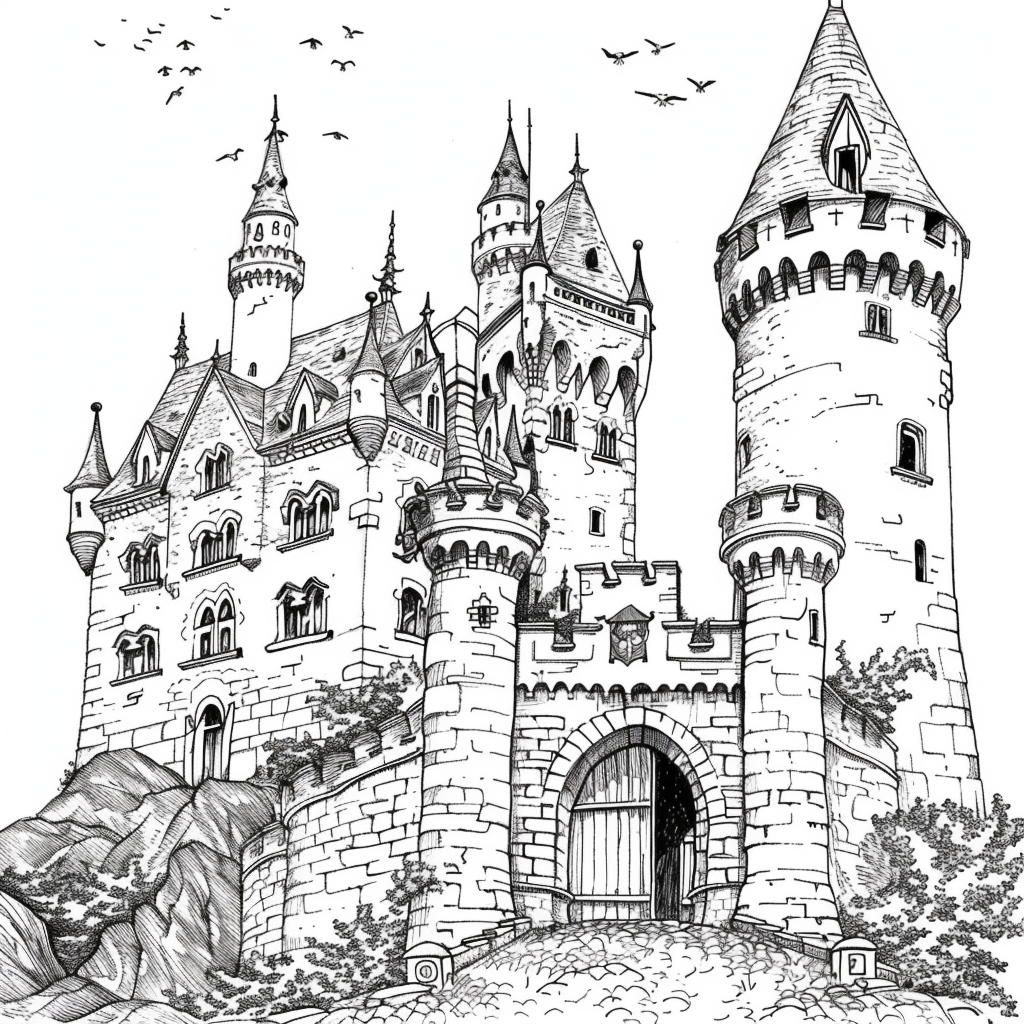 Bộ tranh tô màu lâu đài siêu khổng lồ và đẹp cho bé 5