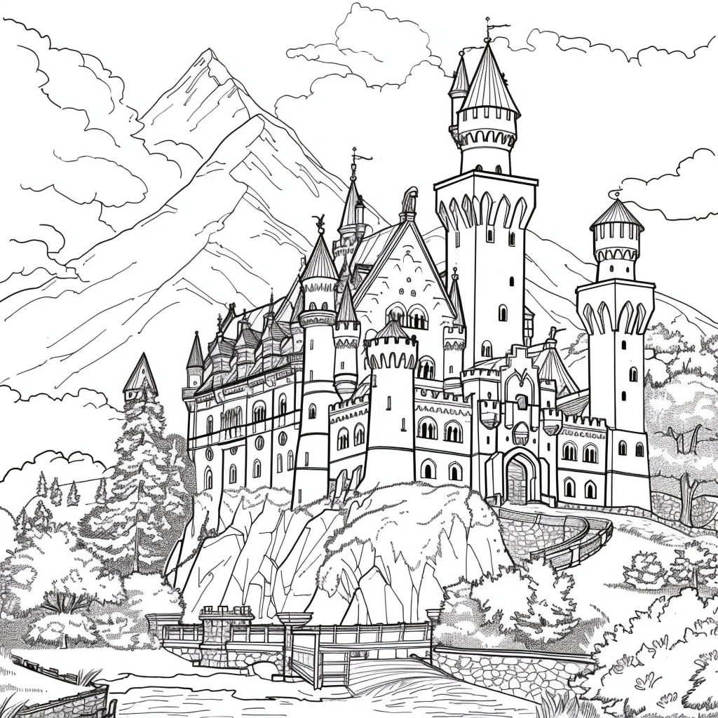 Bộ tranh tô màu lâu đài siêu khổng lồ và đẹp cho bé 2