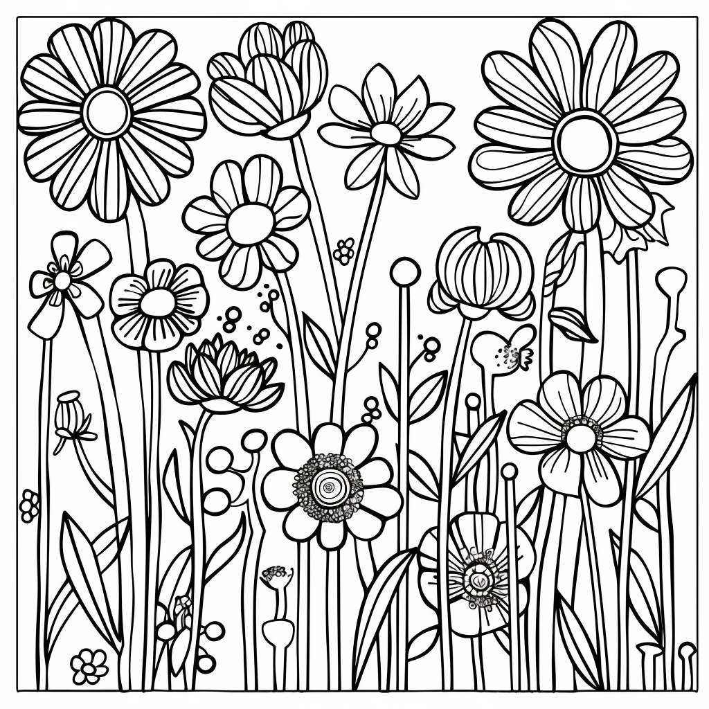 Bộ tranh tô màu vườn hoa mùa xuân siêu đẹp cho bé 41