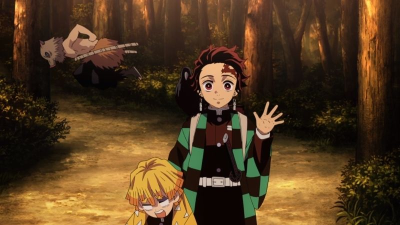 Ảnh Kimetsu Yaiba chibi của Tanjiro trong ánh hoàng hôn