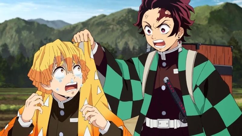 Ảnh Kimetsu Yaiba chibi của Nezuko cầm thanh tre ngộ nghĩnh