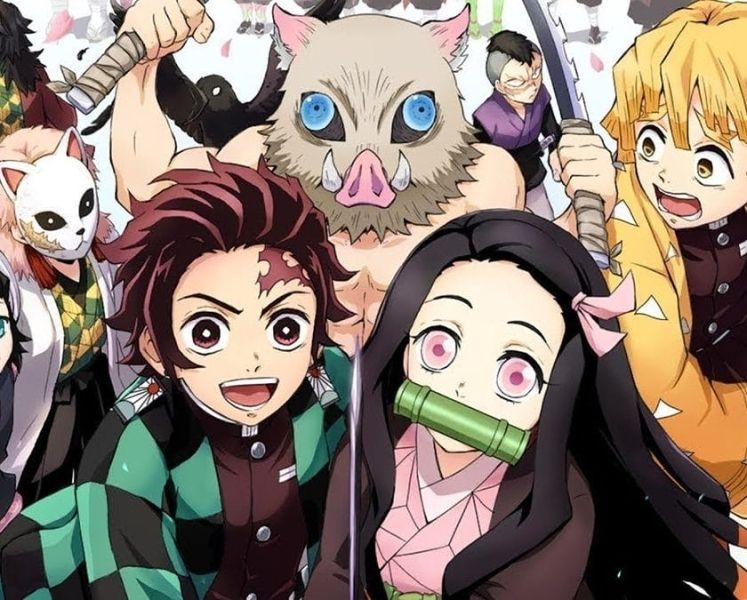 Ảnh Kimetsu Yaiba chibi của Gyomei Himejima đứng cầm chuỗi hạt