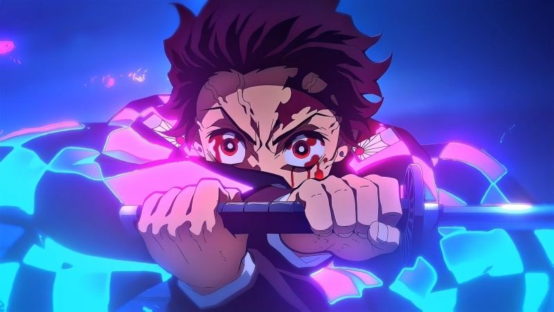 Ảnh Kimetsu Yaiba chibi của Makomo cầm mặt nạ hồ ly