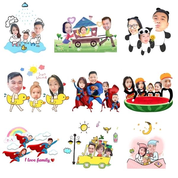 Ảnh chibi ghép mặt với biểu cảm hài hước