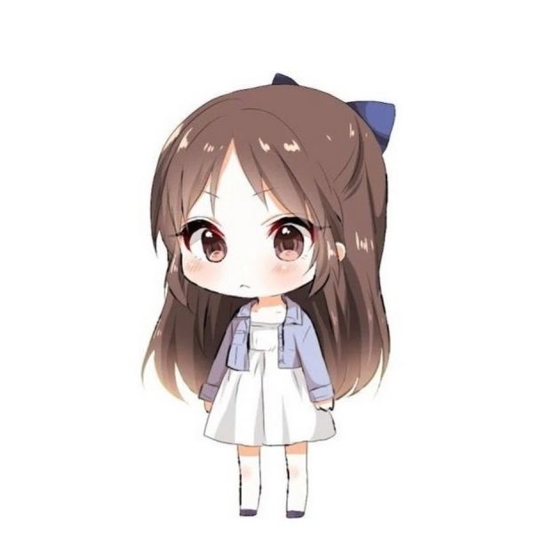 Ảnh chibi buồn nữ với mái tóc dài