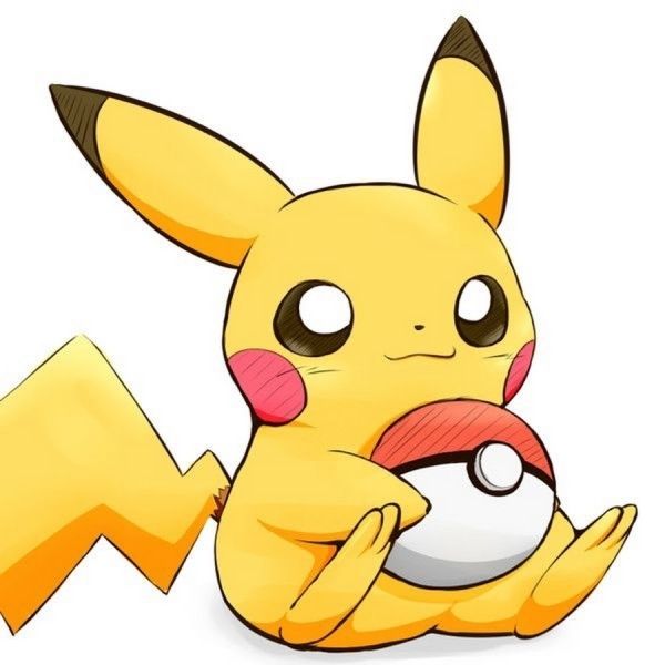 Chibi ảnh Pikachu cute cầm quả bóng Poké