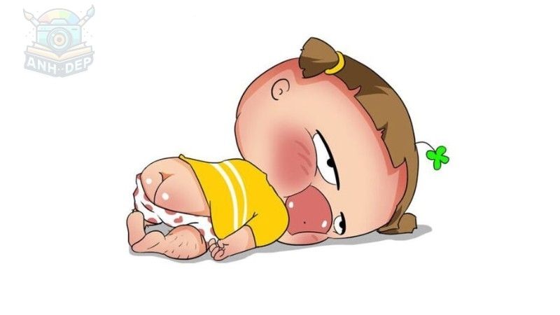 Chibi meme hài hước trong tư thế ngồi bệt