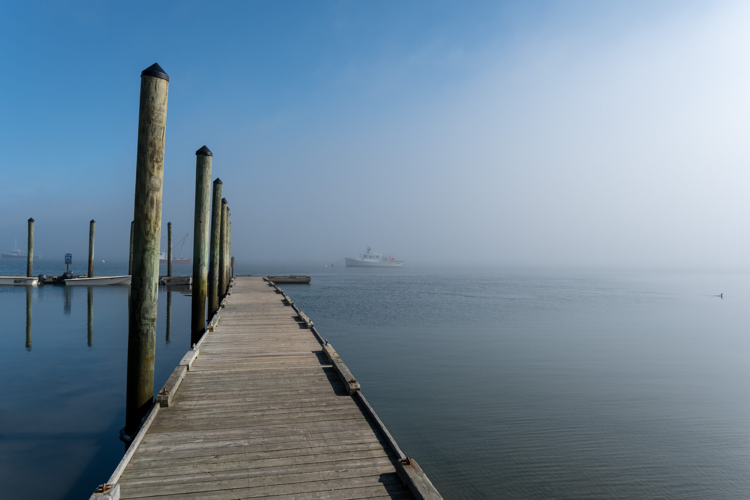 Phong cảnh bến thuyền ven hồ trong sương sớm 26