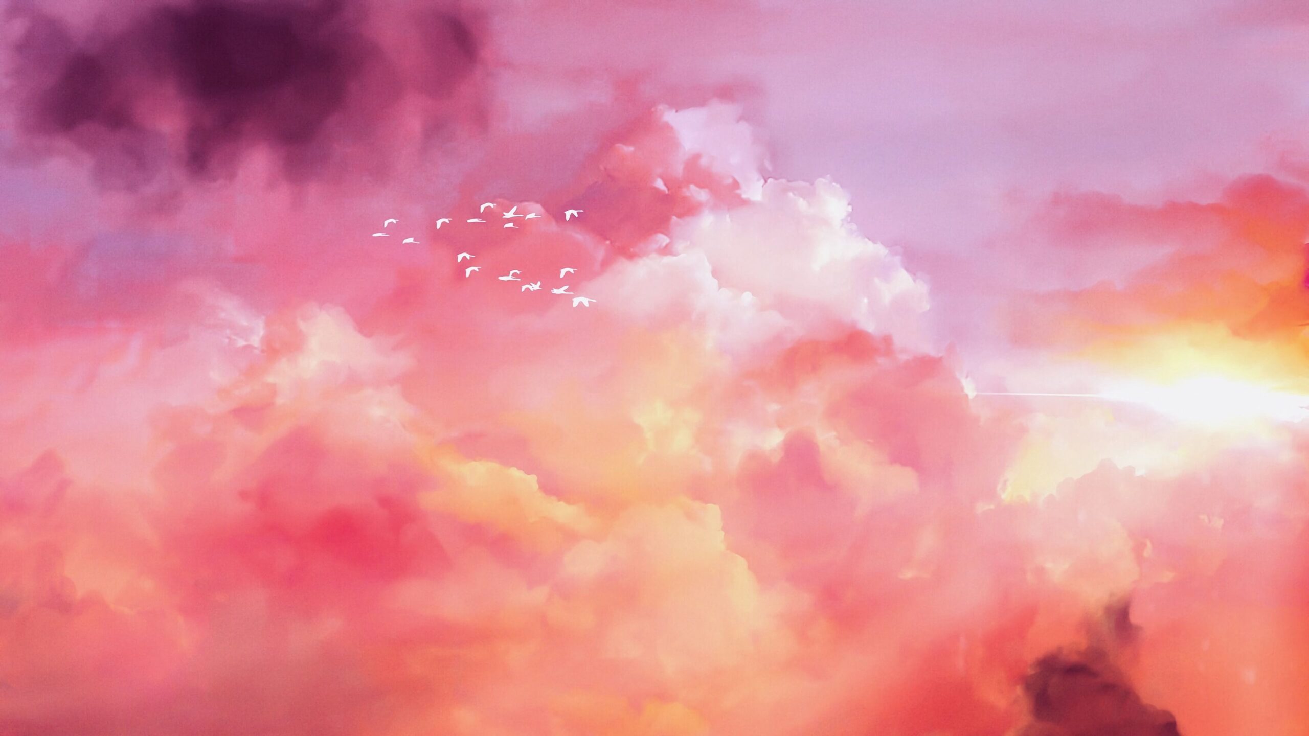Phong cảnh đám mây màu hồng lãng mạn 13