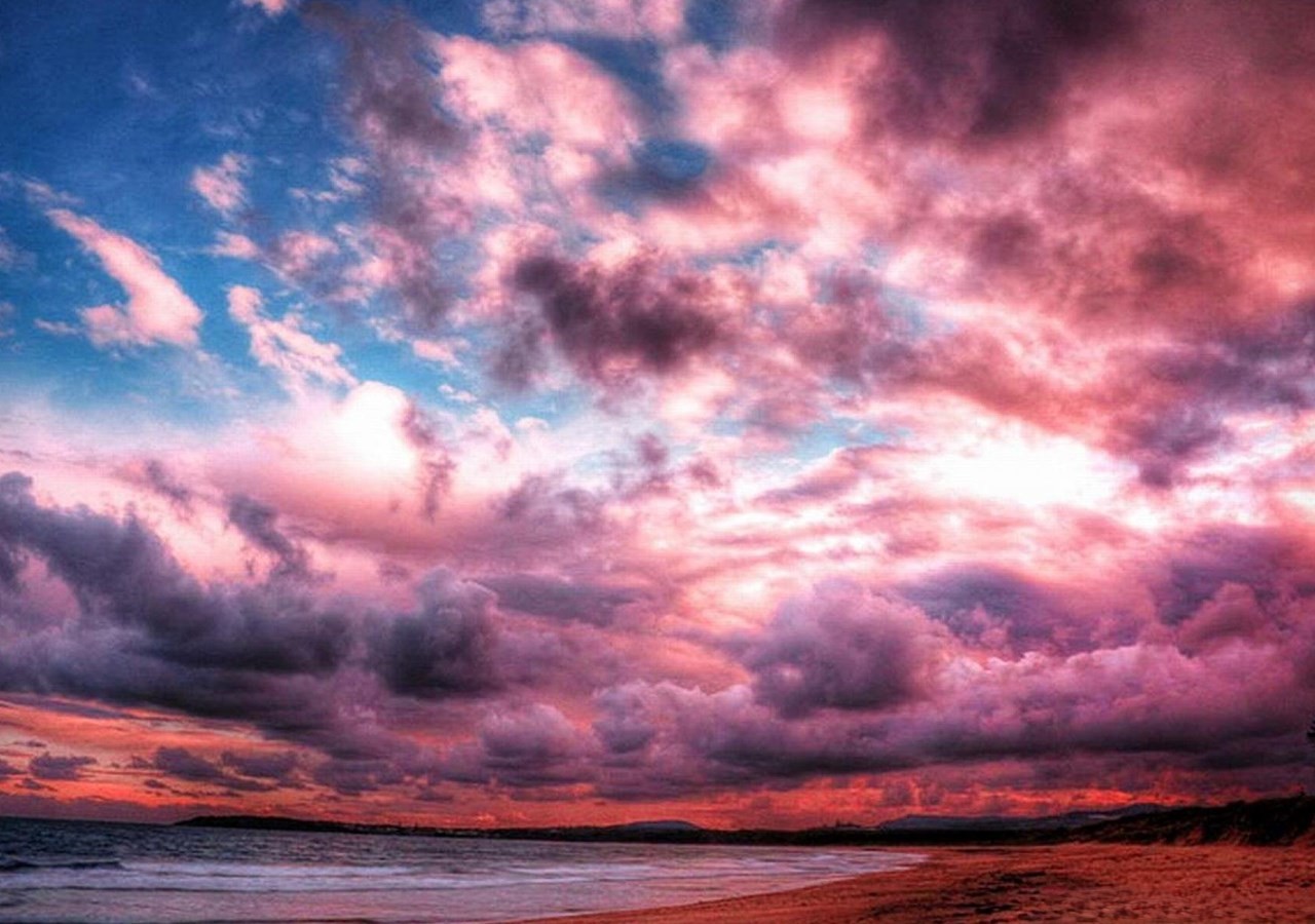 Phong cảnh đám mây màu hồng lãng mạn 15