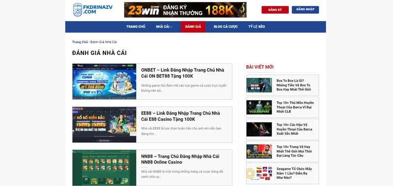 Trang web đánh giá khách quan, không nhận tiền quảng cáo của nhà cái 