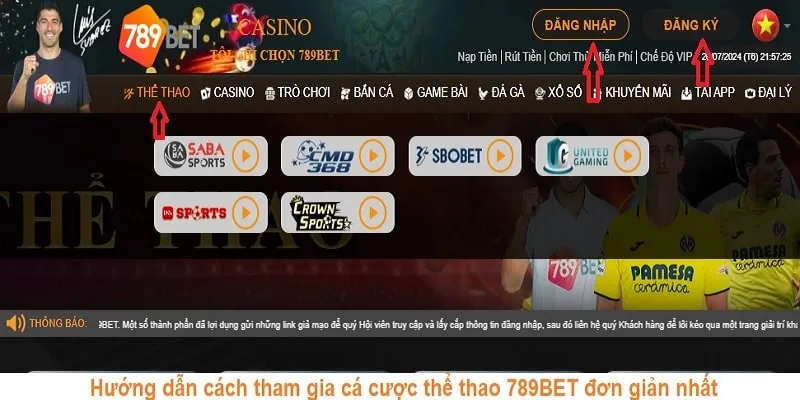 Hướng dẫn các bước cơ bản vào đặt cược thể thao 789BET đơn giản