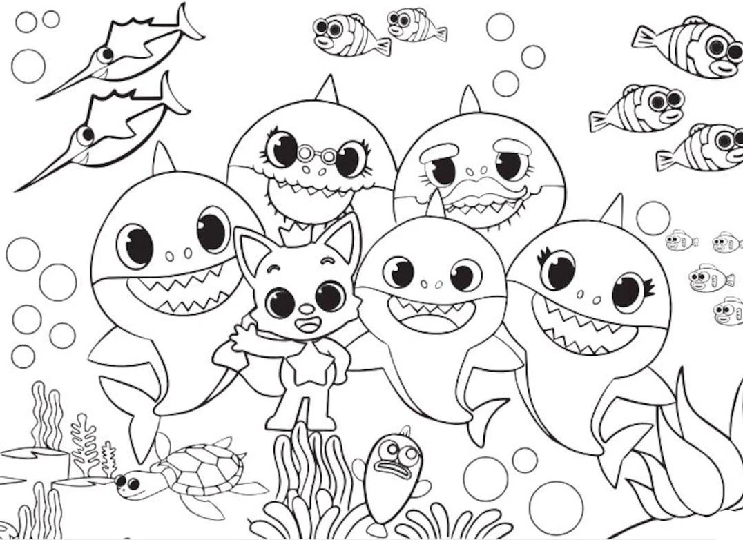 Bộ 100+ tranh tô màu baby shark giúp bé thỏa sức sáng tạo 20