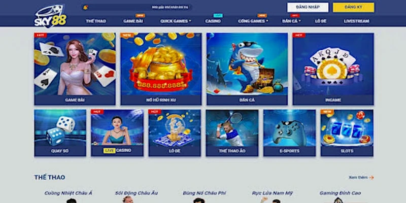 Kho game hấp dẫn tại trang chủ nhà cái Casino Sky88