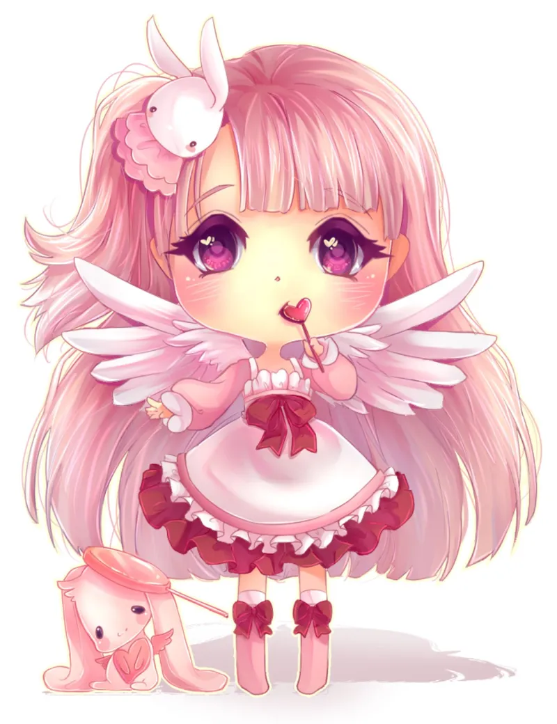 Ảnh chibi bé gái và thú cưng 19