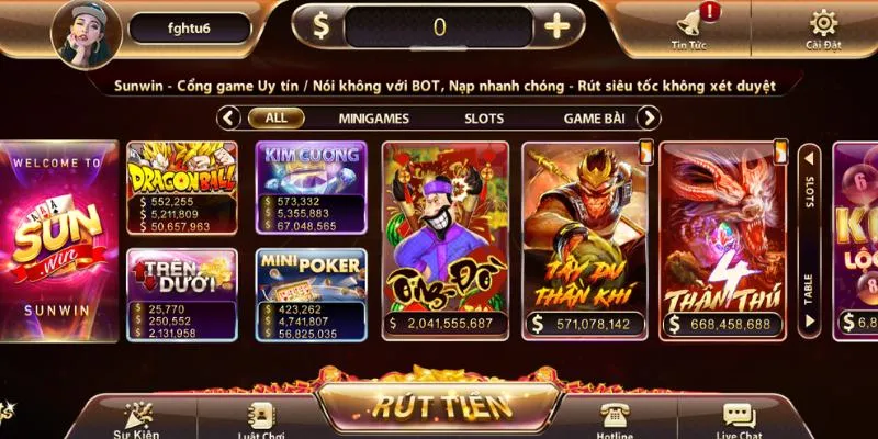 Giao diện web game Sunwin đẹp mắt, hiện đại và dễ sử dụng