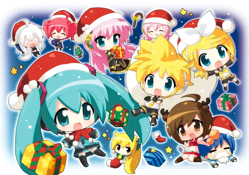 Chibi anime giáng sinh đáng yêu trong bộ đồ ông già Noel siêu cute.Chibi anime giáng sinh đáng yêu trong bộ đồ ông già Noel siêu cute. 