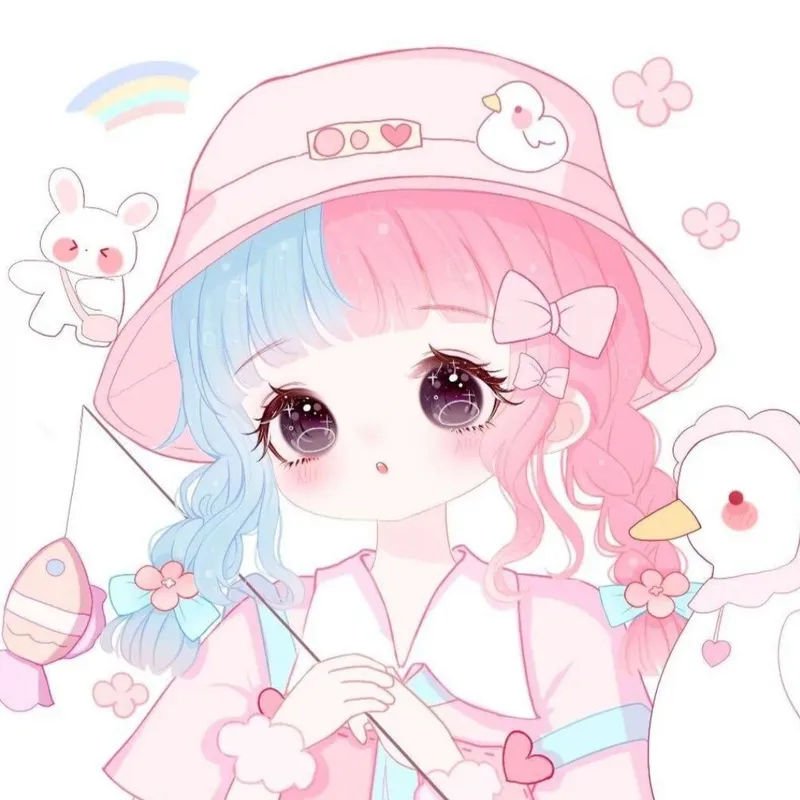 hình ảnh chibi nữ cute màu hồng 18