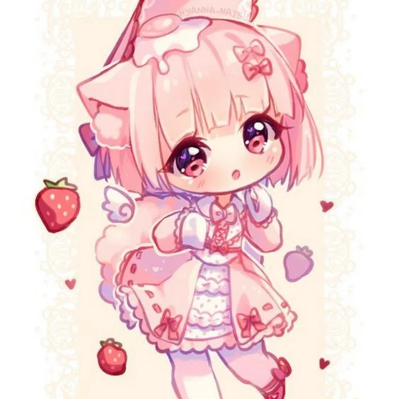 hình ảnh chibi nữ cute màu hồng 29