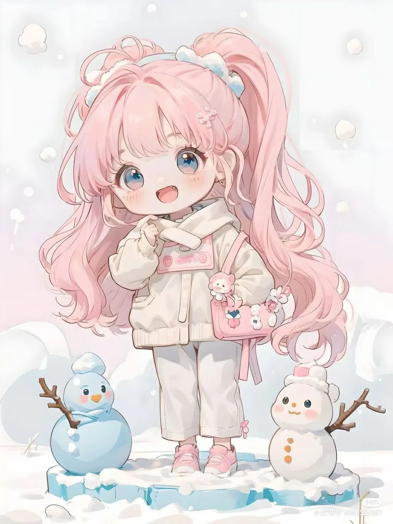 hình ảnh chibi nữ cute màu hồng 31