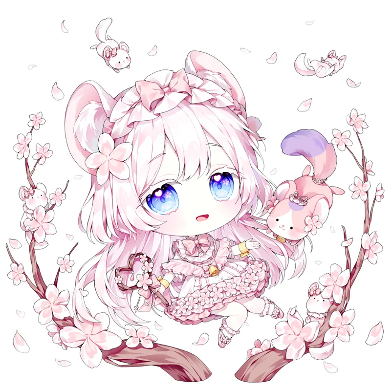 hình ảnh chibi nữ cute màu hồng 34