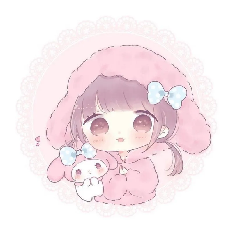 hình ảnh chibi nữ cute màu hồng 44