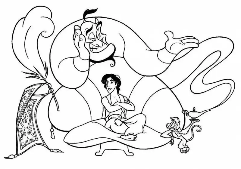 tranh tô màu Aladdin và thần đèn 10