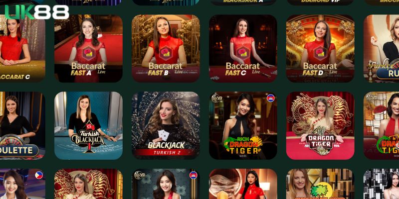 Giao diện các trò chơi tại casino UK88 sinh động như thật 